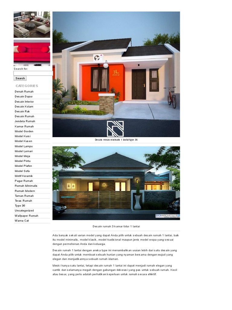 Desain Rumah Minimalis 1 Lantai Type 36 | PDF | Griya \u0026 Taman | Seni, image size:768x1024