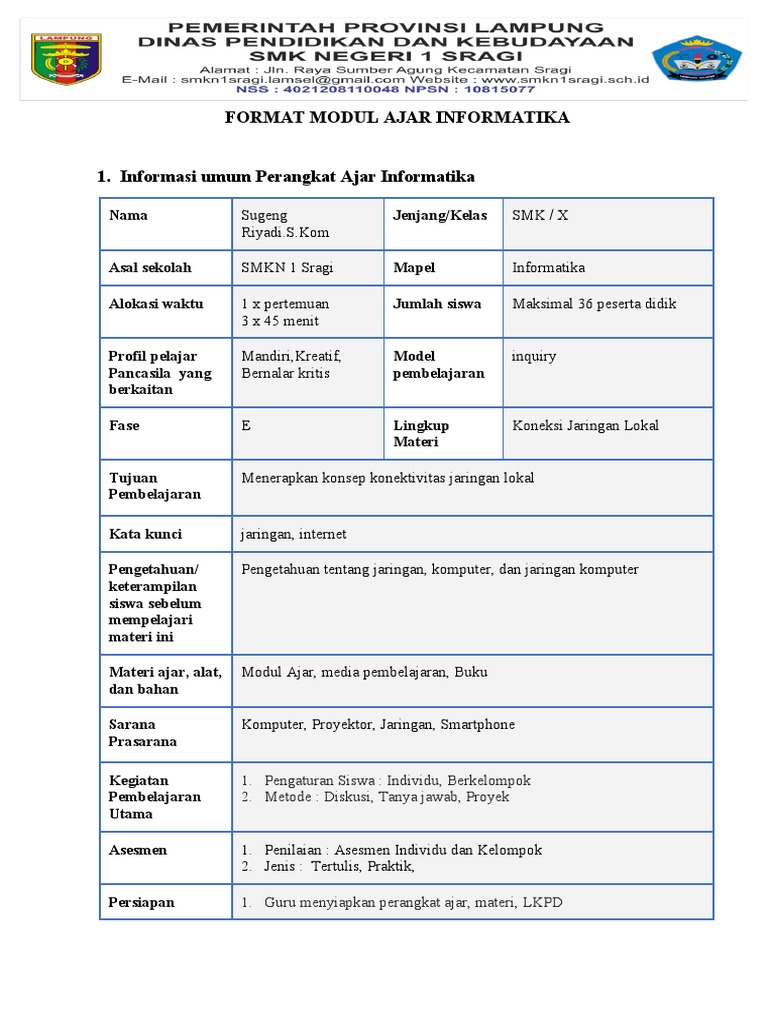 4 Modul Ajar Informatika E4 1 Pdf Karier Perkembangan Seni