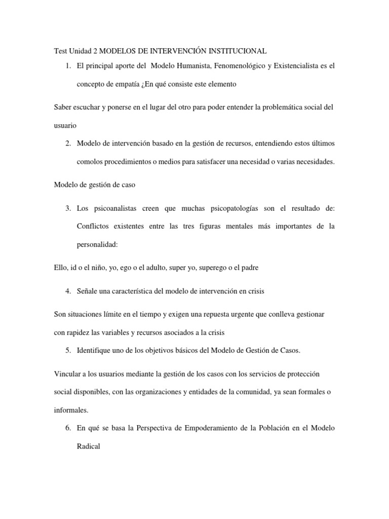 Modelos de Intervención Institucional en Psicología | PDF | Carné de ...