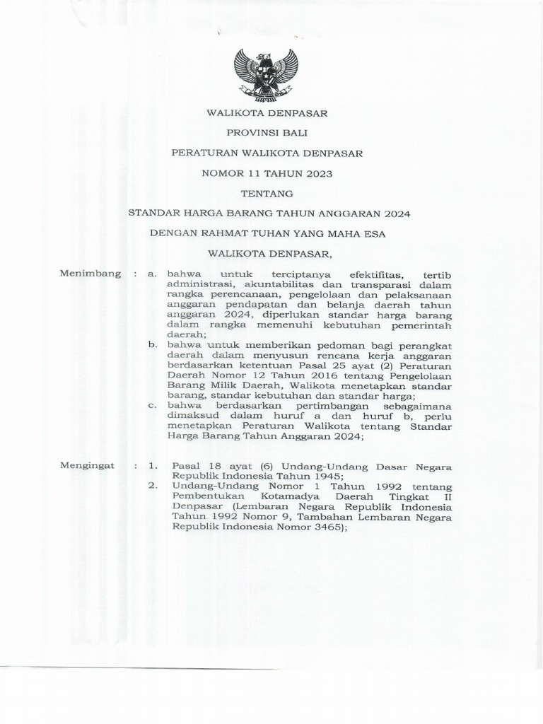 Standar Harga Barang Tahun 2024 | PDF