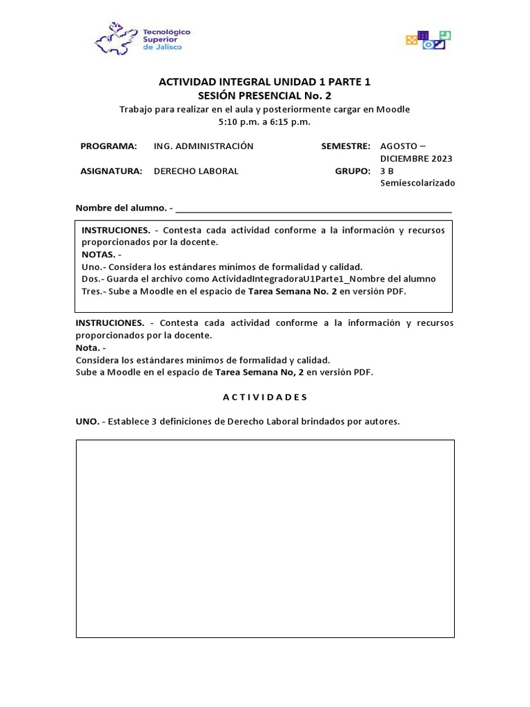 Actividades Derecho Laboral Unidad 1 | PDF | Crecimiento personal y ...