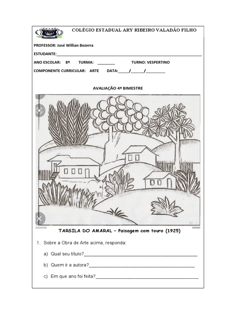 Atividade de Artes 9º Ano - 4º Bimestre | PDF | Arte