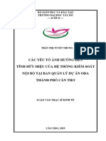 Các Yếu Tố Ảnh Hưởng Đến Tính Hữu Hiệu Của Hệ Thống Kiểm Soát Nội Bộ Tại Ban Quản Lý Dự Án ODA Thành Phố Cần Thơ