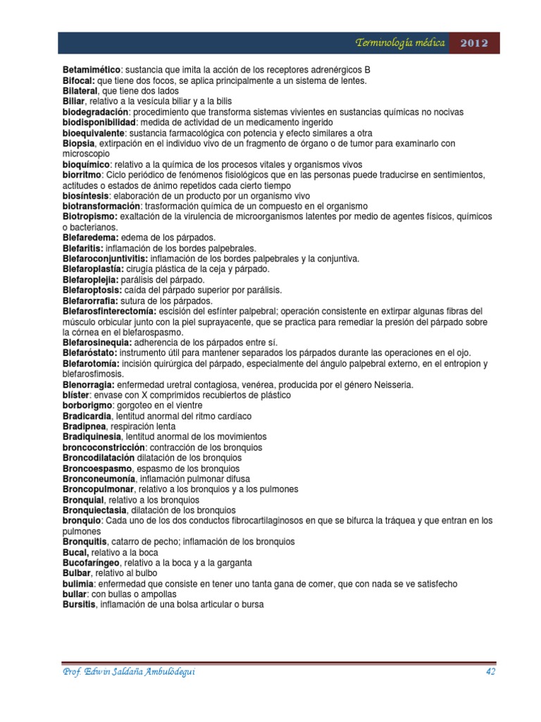 Terminología sobre blefaredema y blefaroplejia | PDF | Ojo humano | Sangre