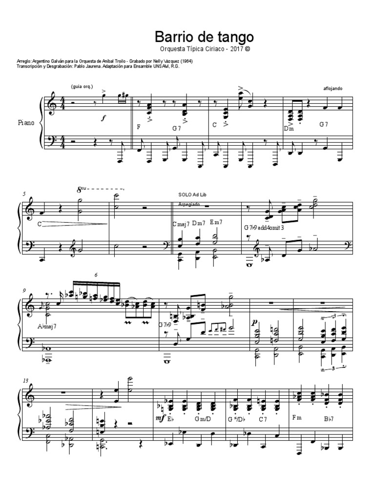 Barrio de Tango - Piano | PDF
