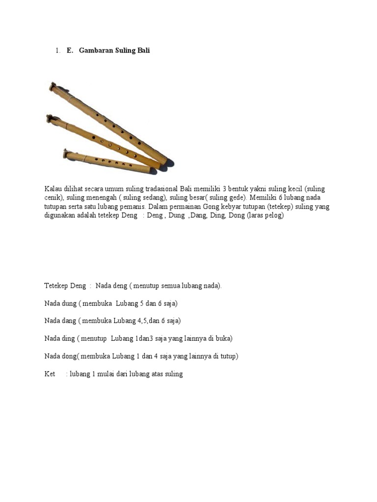 Suling Bali: Bentuk dan Nada Dasar | PDF
