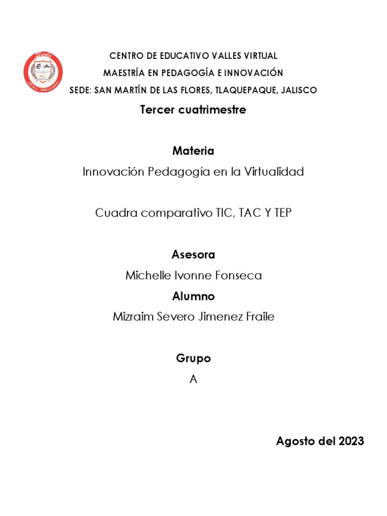 TIC, TAC y TEP en Educación Virtual | PDF | Tecnología de información y ...