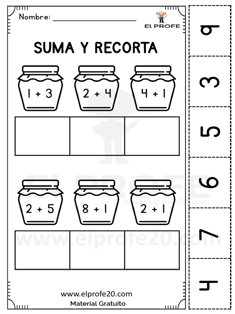 Fichas de Suma para Primer Grado Elprofe20 | PDF