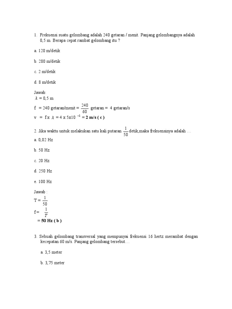 Soal Dan Jawab Gelombang