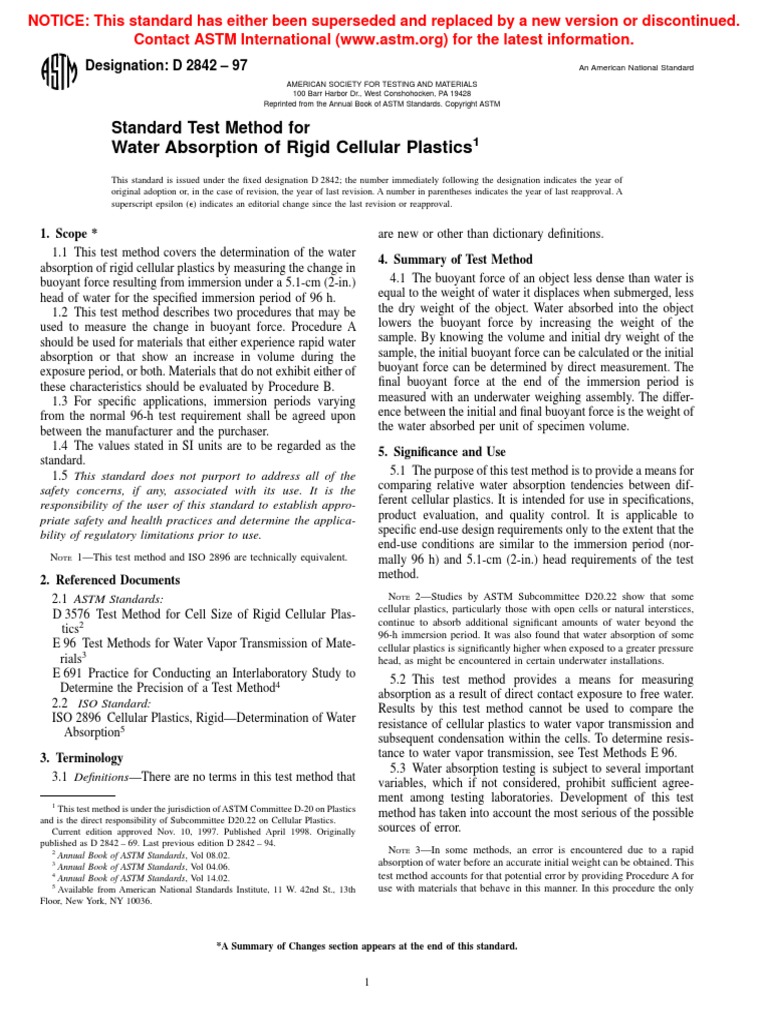 D 2842 - 97 - Rdi4nditotc | PDF