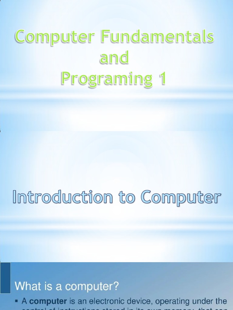 Introduction of Computer | PDF