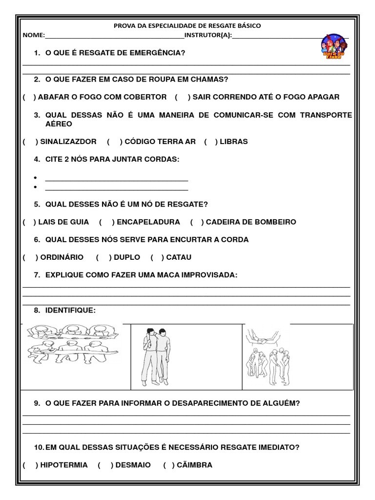 P02 - PROVA DA ESPECIALIDADE DE RESGATE BÁSICO | PDF