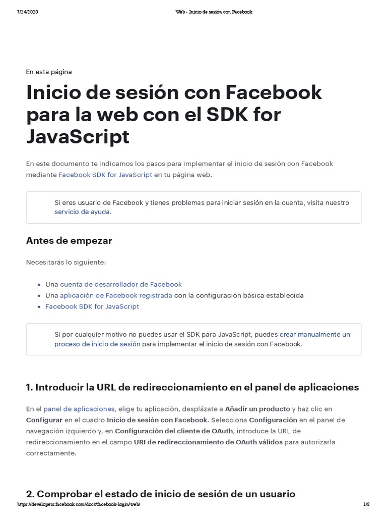 Inicio de sesión con Facebook en web | PDF | Facebook | Script Java