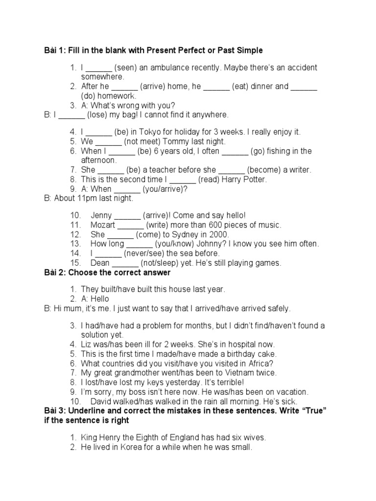 PAST SIMPLE PRESENT PERFECT EXERCISE PDF intelligence overview