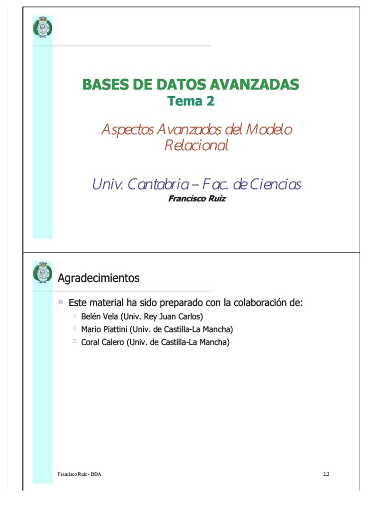 Bases de Datos Avanzadas | PDF | SQL | Gestión de datos