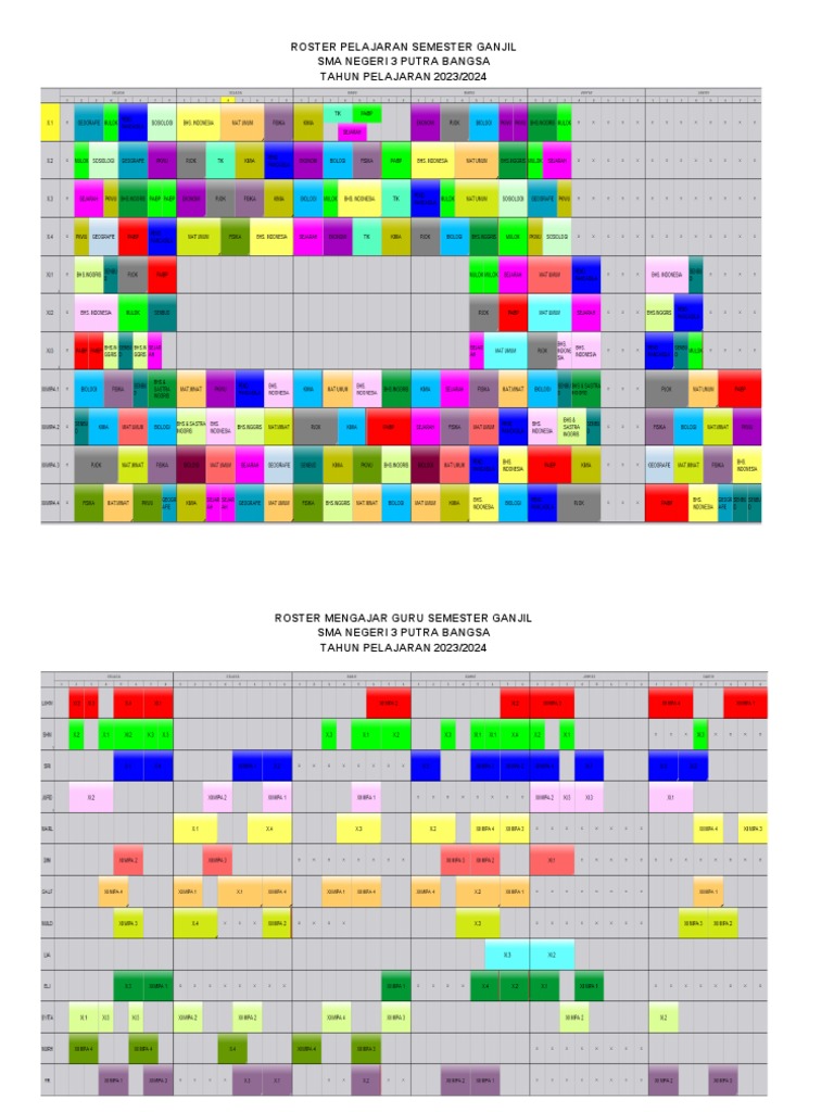 Roster Pelajaran Semester Ganjil 2023 | PDF