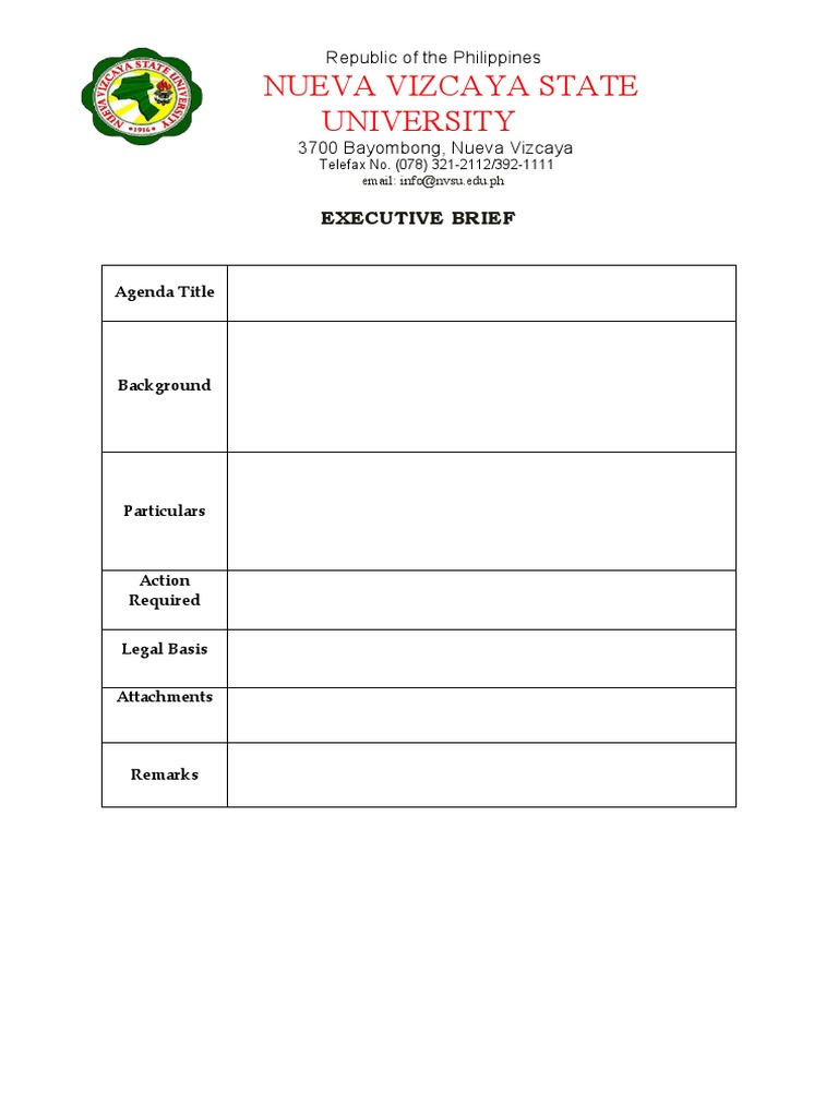 Executive Brief Template PDF