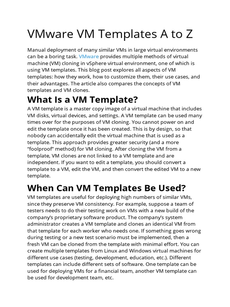 Understanding VMware VM Templates | PDF