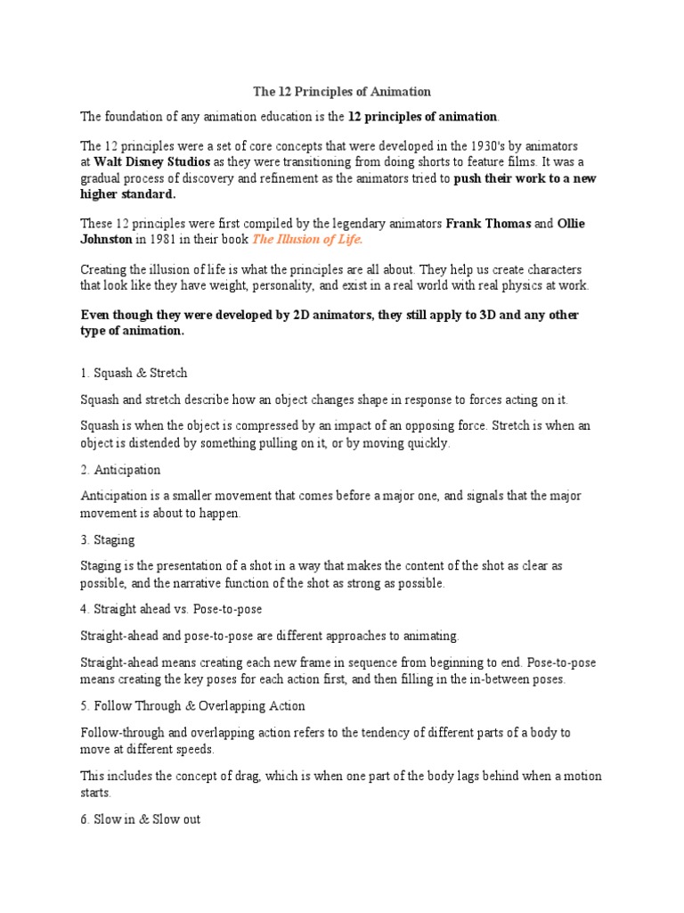 12 Principles of Animation Explained | PDF | Science & Mathematics