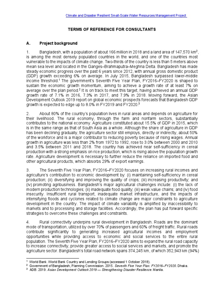 CDRSSWRMP Consultant Terms of Reference | PDF | Asian Development Bank ...