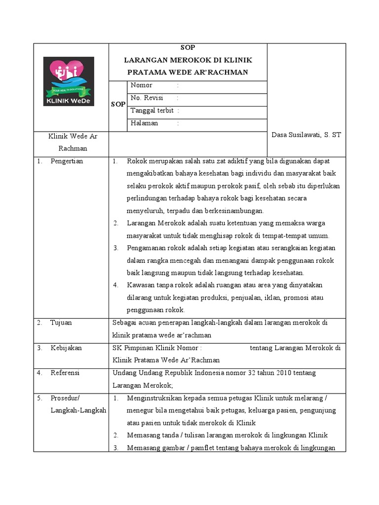 SOP Larangan Merokok | PDF