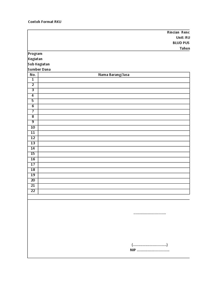 Form Ruk Dan Rku Puskesmas Sekotong Pdf