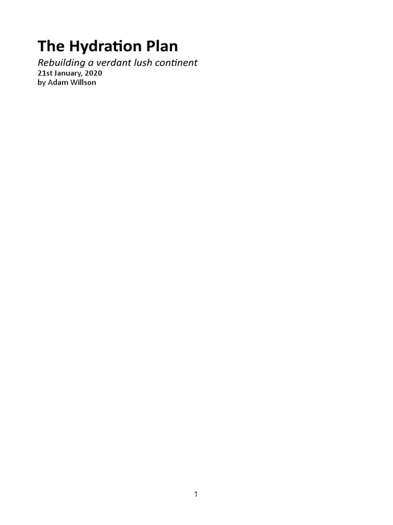 Hydration Plan by Adam Willson PDF Agriculture Water