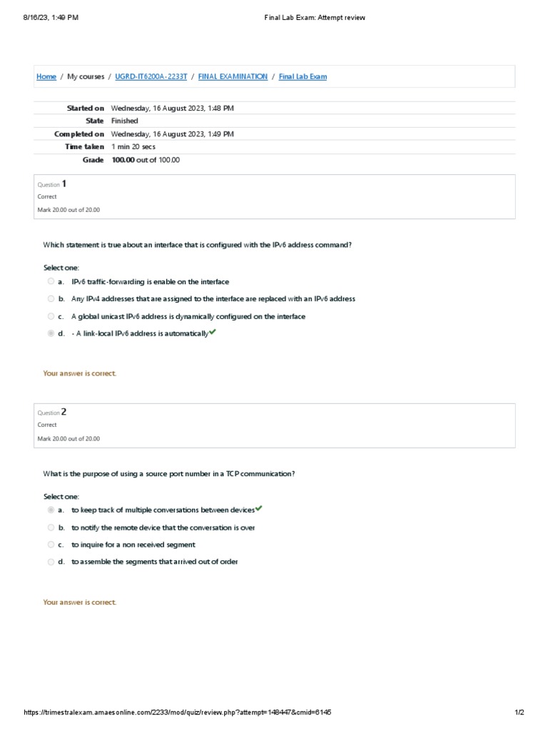 Final Lab Exam UGRDIT6200A Data Communication and Networking 1 PDF