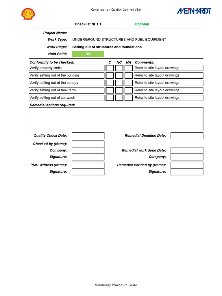 Construction Quality Control Checklist | PDF | Pipe (Fluid Conveyance ...