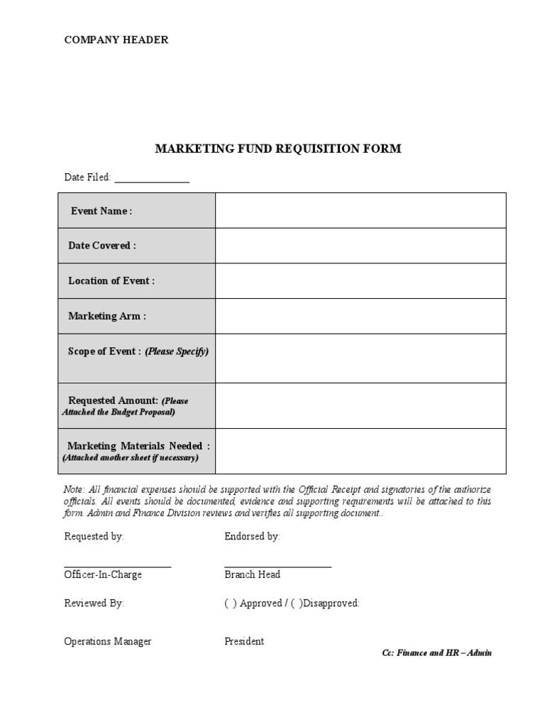 Marketing Fund Requisition Form | PDF