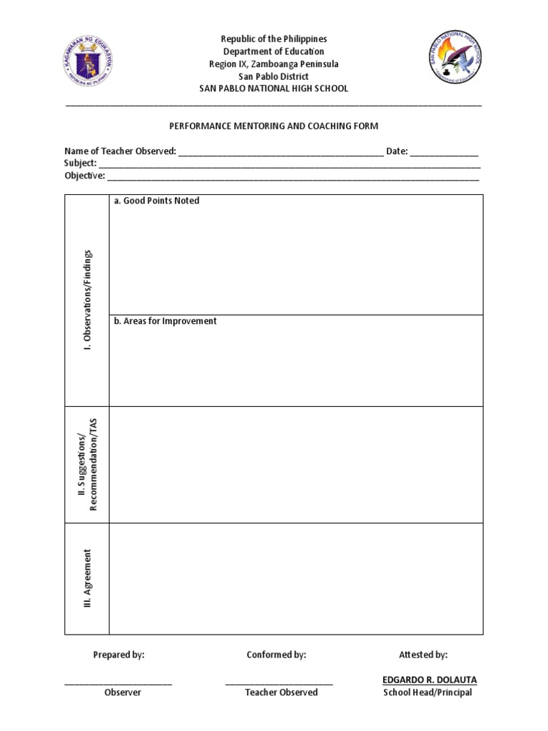 Performance Mentoring and Coaching Form | PDF
