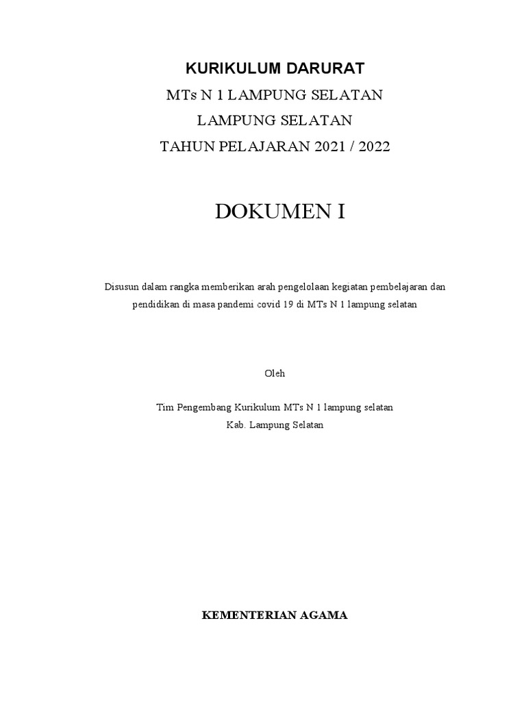 2 kurikulum darurat mts n 1 ls by syahrul pdf karier perkembangan