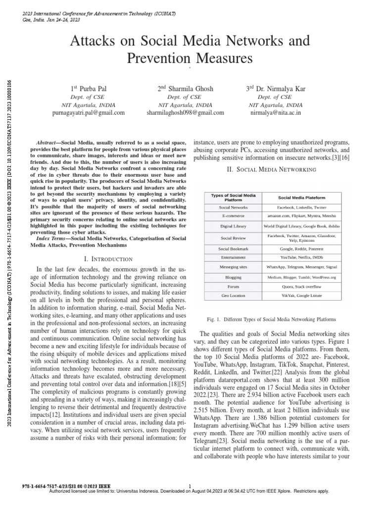 Attacks On Social Media Networks and Prevention Measures | PDF ...