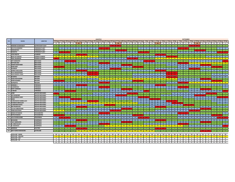 Roster 16 Agt - 15 Sep | PDF