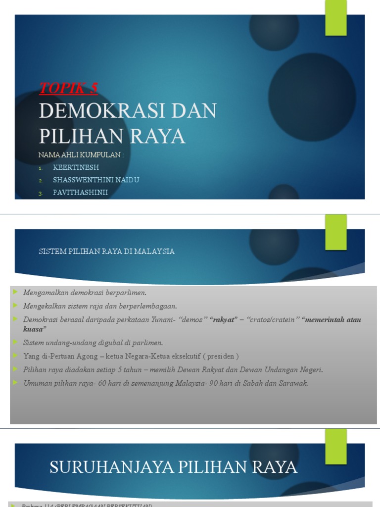 Topik 5 Pengajian Am'Demokrasi Dan Pilihan Raya | PDF