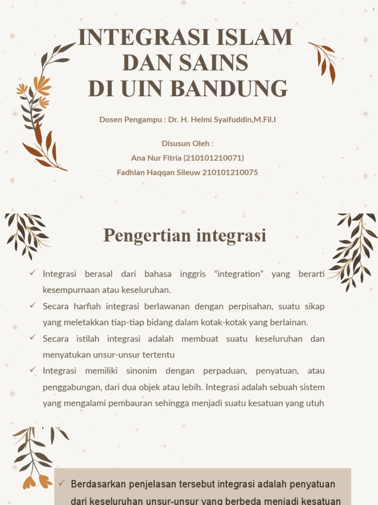 Integrasi Islam dan Sains di UIN Bandung | PDF | Ilmu Sosial
