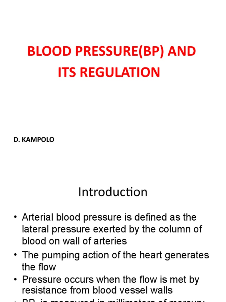 Blood Pressure And Its Regulation – RUTPTG