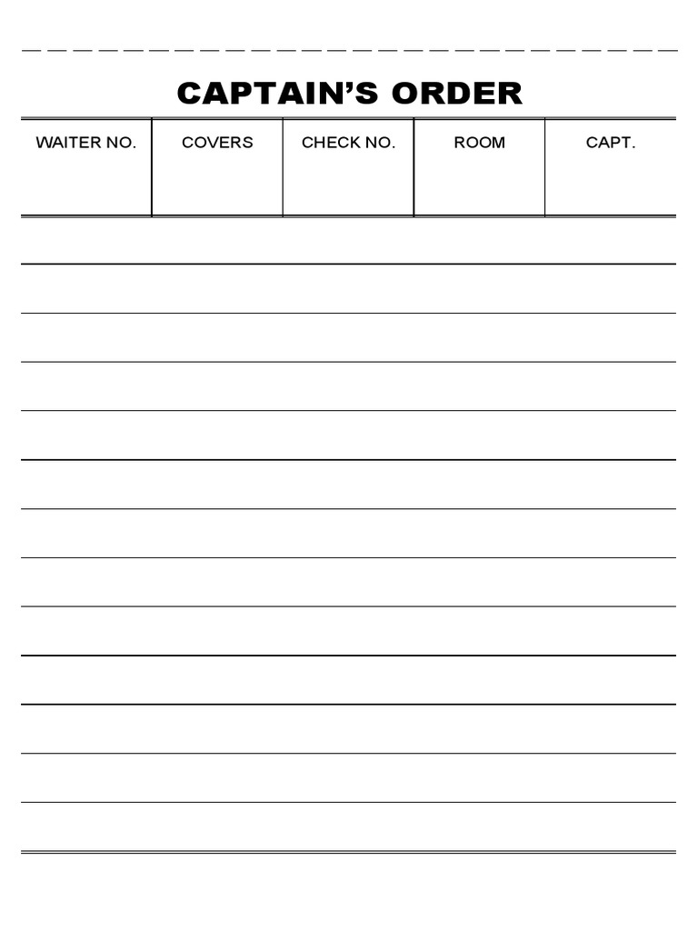 Captain's Order for Restaurant Service | PDF