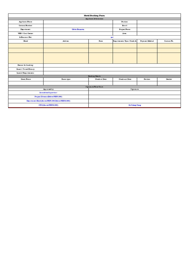 Hotel Form - Template | PDF | Hotel | Hospitality Industry