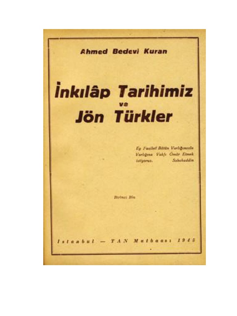 Ahmet Bedevi Kuran - Inkilap Tarihimiz Ve Jon Turkler | PDF