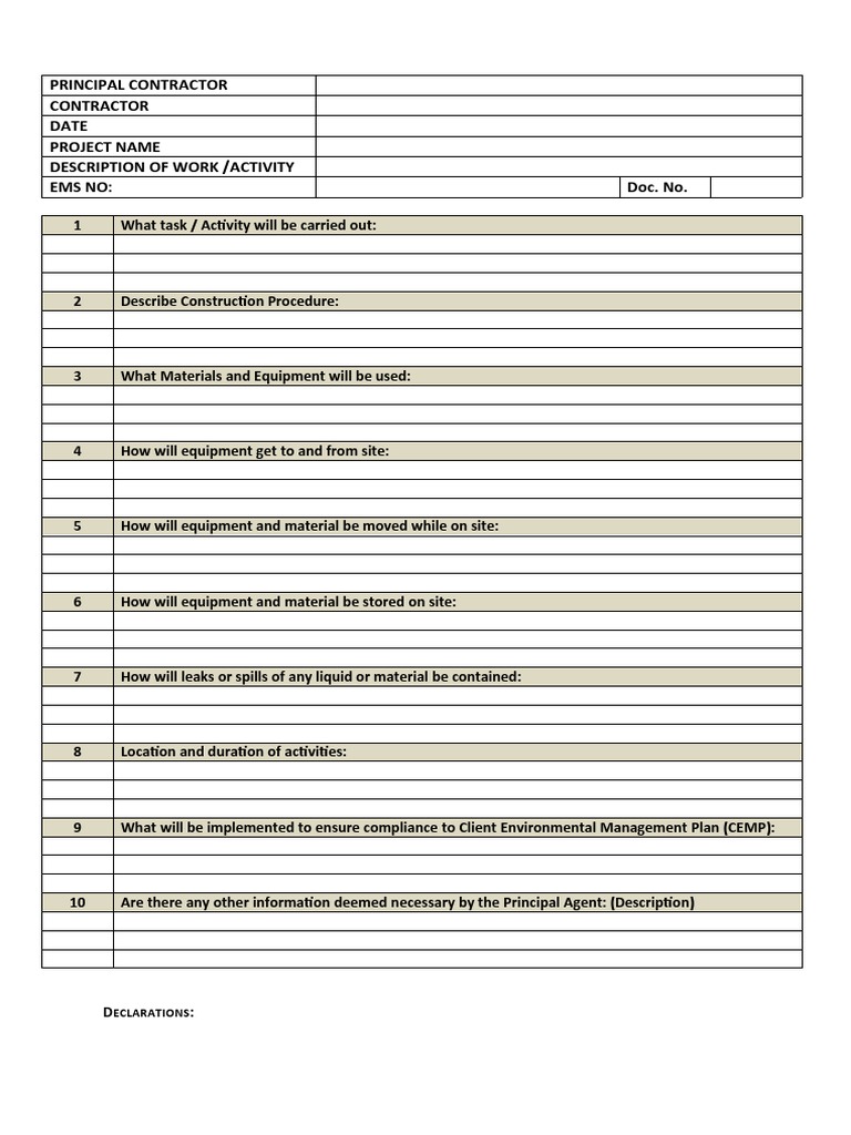 Environmental Method Statement Overview | PDF | Technology & Engineering