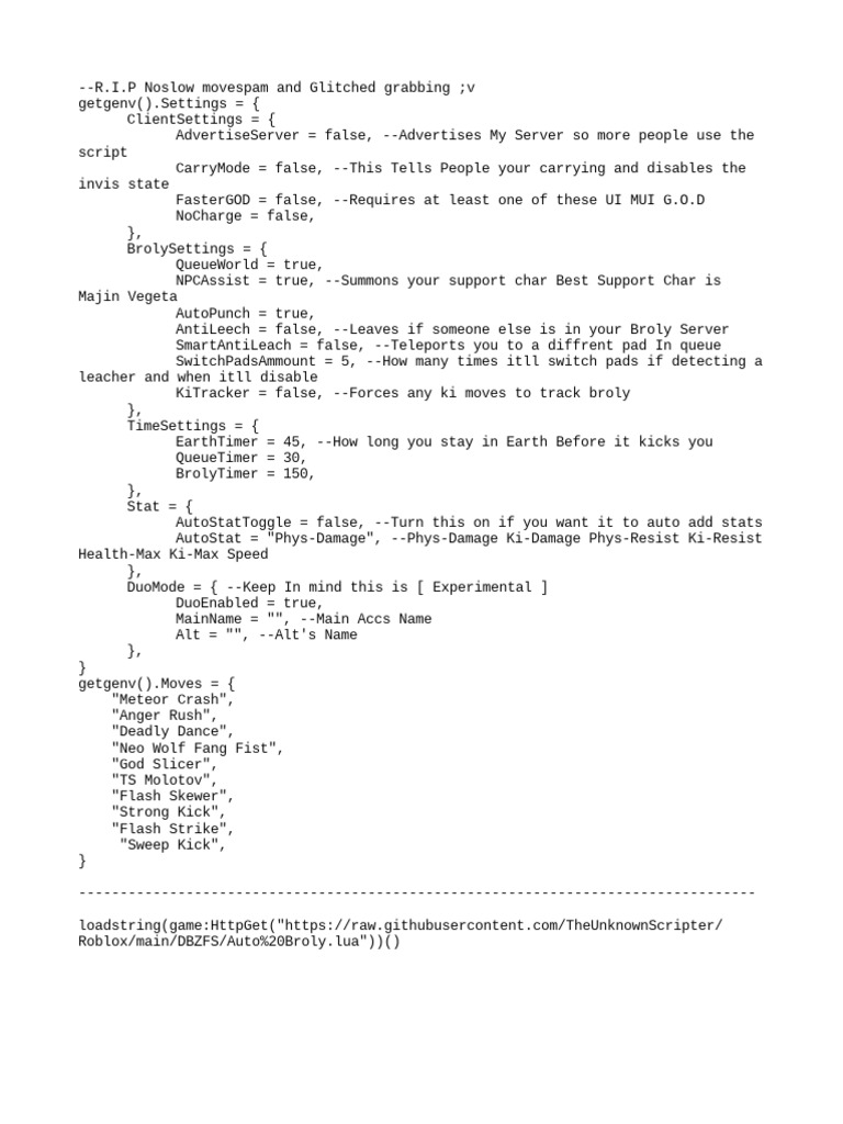 Auto Broly Script for DBZ Final Stand | PDF | Technology & Engineering
