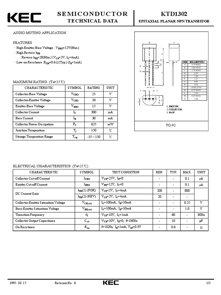 Ktd 1302 pdf bipolar junction transistor electronics