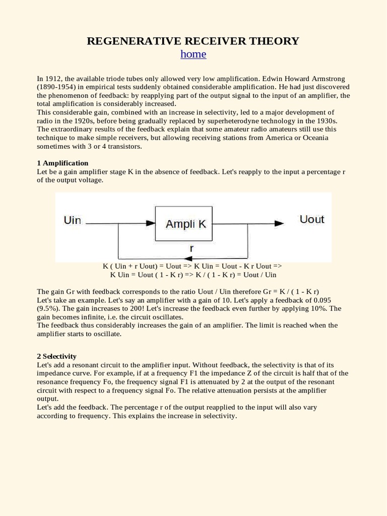 Regenerative Receiver Amplification Insights | PDF | Amplifier ...