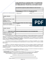 Declaración Autorización Estacionamiento Zona Residente ORA Vehículos Empleados Familiares o Socios