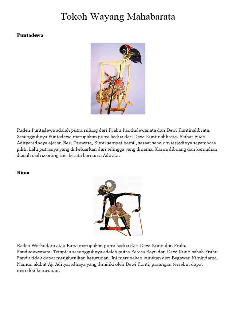 Tokoh Wayang Mahabharata dan Ramayana | PDF | Agama & Spiritualitas