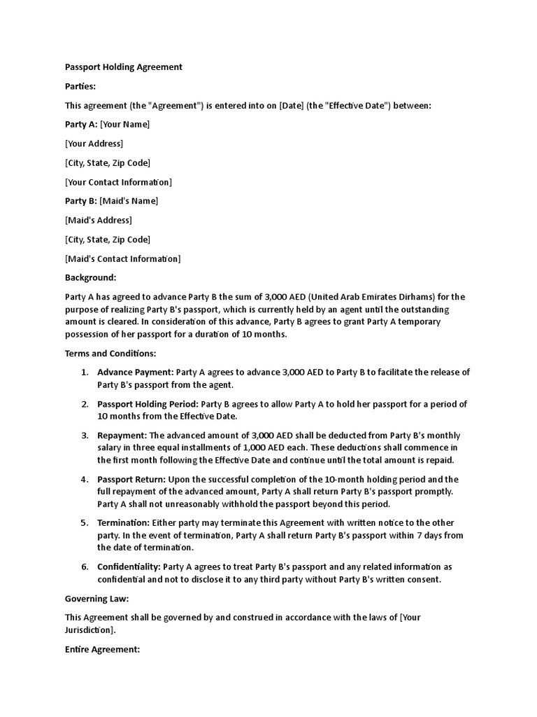 Agreement pdf passport common law