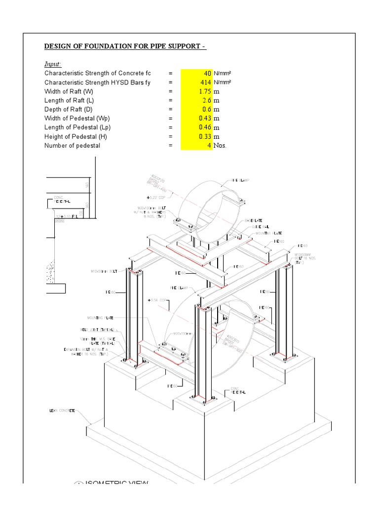 Pipe Support Foundation Design Details | PDF | Length | Pipe (Fluid ...