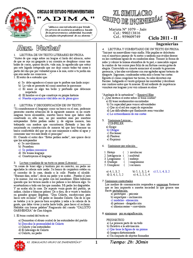 Xi Examen Adima | PDF | Triángulo