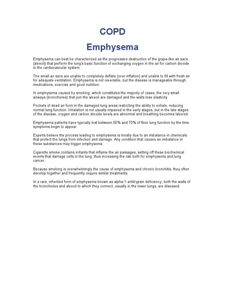 Understanding Emphysema Characteristics | PDF | Chronic Obstructive ...